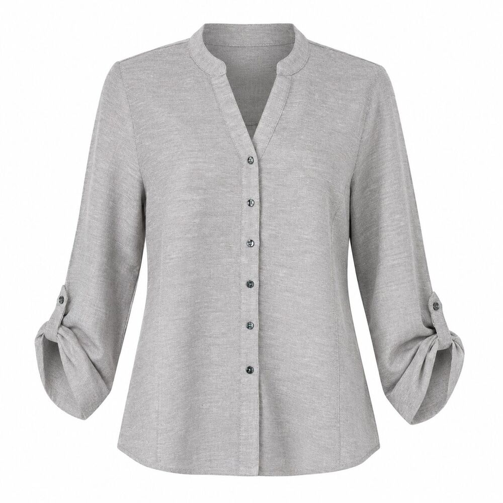 Cable & Gauge Studio Button Down Linen Blend Top 3/4 Sleeve Sz Small Coastal